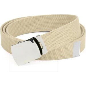 Hold’Em Mens Military Canvas Webbing Belts Slider Buckle Adjustable - Ivory